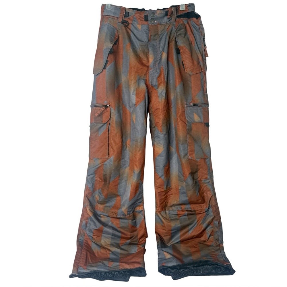 Pulse Orange Gray Mens Large Lined Snow Pants Multiple‎ Pockets